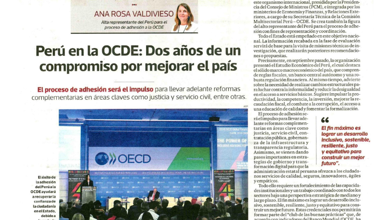 Perú en la OCDE: dos años de un compromiso por mejorar el país