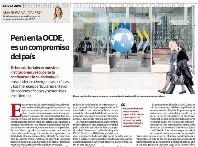 Perú en la OCDE, es un compromiso del país