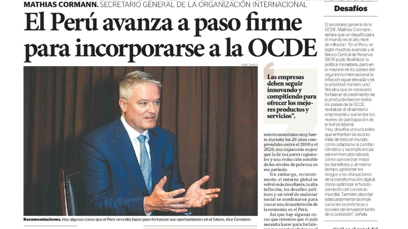 El Perú avanza a paso firme para incorporarse a la OCDE